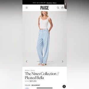 NWT Paige Bella Pleats Trouser w pockets size 32